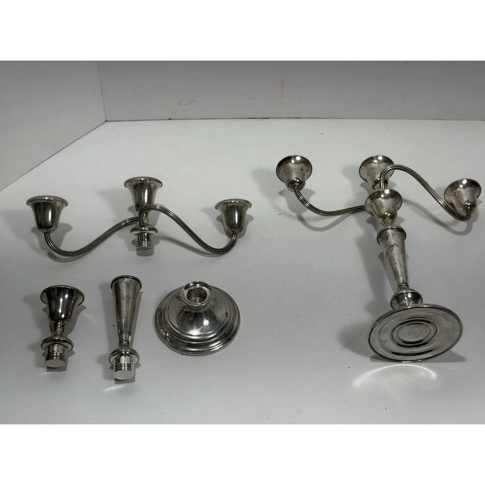 Gorham Sterling Silver Weighted Twist 808/1 Candelabra‎ Dents On It Pair